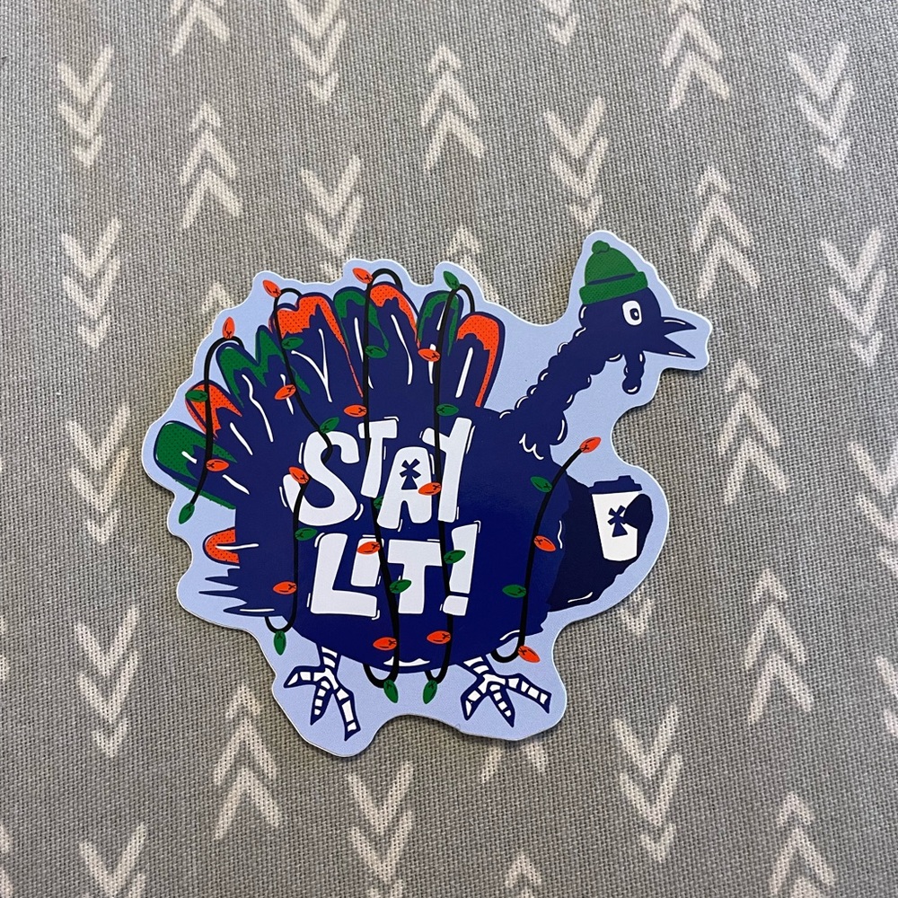 Dutch Bros Festive Turkey Sticker - Blue and Green